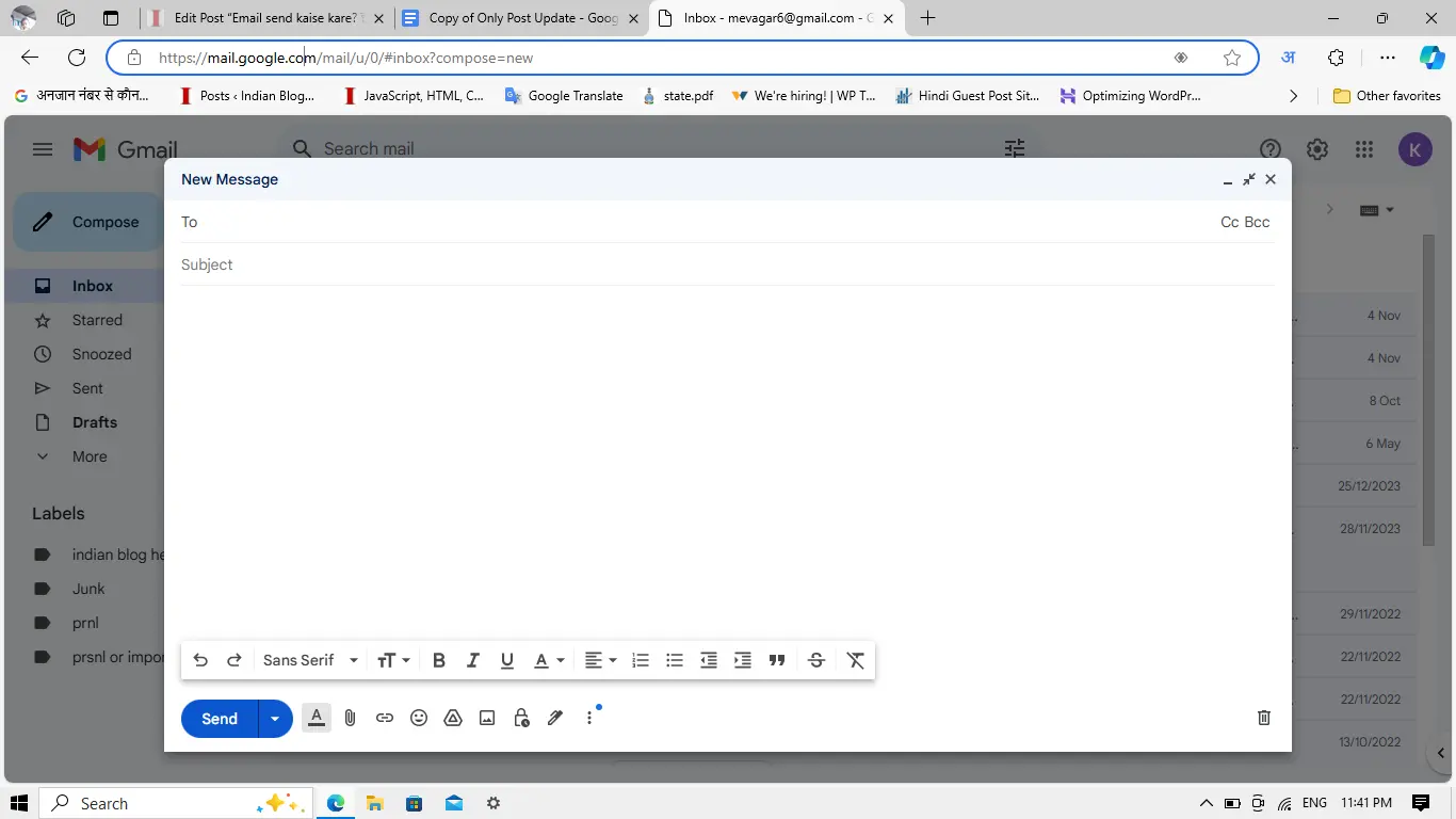 Email send kaise kare? ईमेल भेजने का सही तरीका 3 कंप्यूटर में ब्राउज़र से Gmail द्वारा ईमेल भेजना