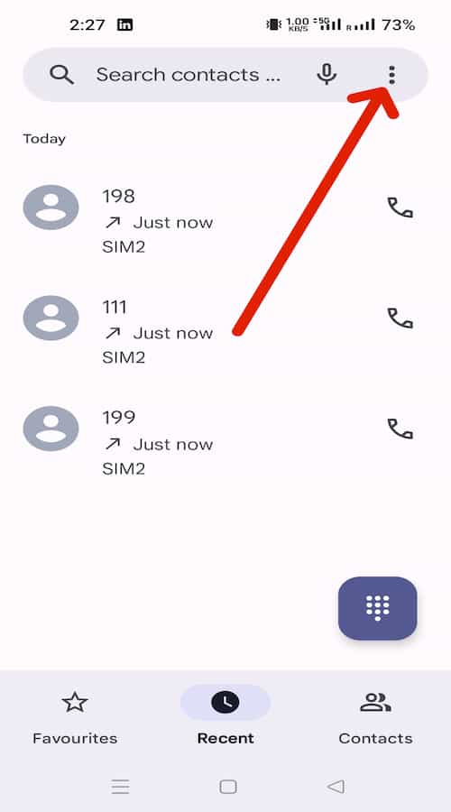 Mobile se Call history delete kaise kare? 3 3 Dots par click kare