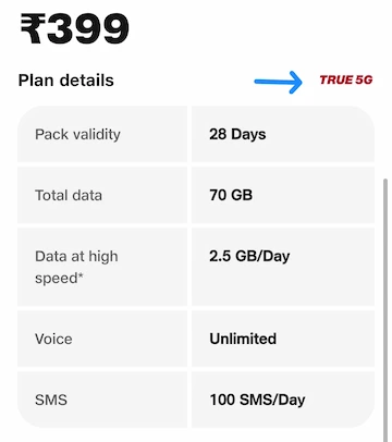 2025 में Jio का सबसे बेस्ट 1 महीने का 5G अनलिमिटेड प्लान – अभी जानें! 2 जिओ ₹399 वाला रिचार्ज प्लान