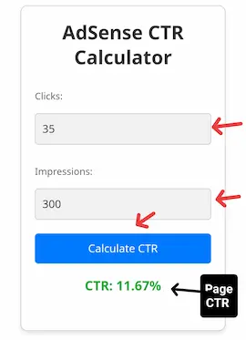 AdSense CTR Calculator | अपने ऐडसेंस CTR को तुरंत ट्रैक करें और बेहतर बनाएं 3 Page CTR निकालने का फार्मूला